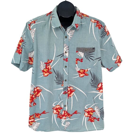 Rip Curl Hawaiian Shirt Button Up Men Size XL Standard Fit Floral Tropical Surf - Picture 1 of 9